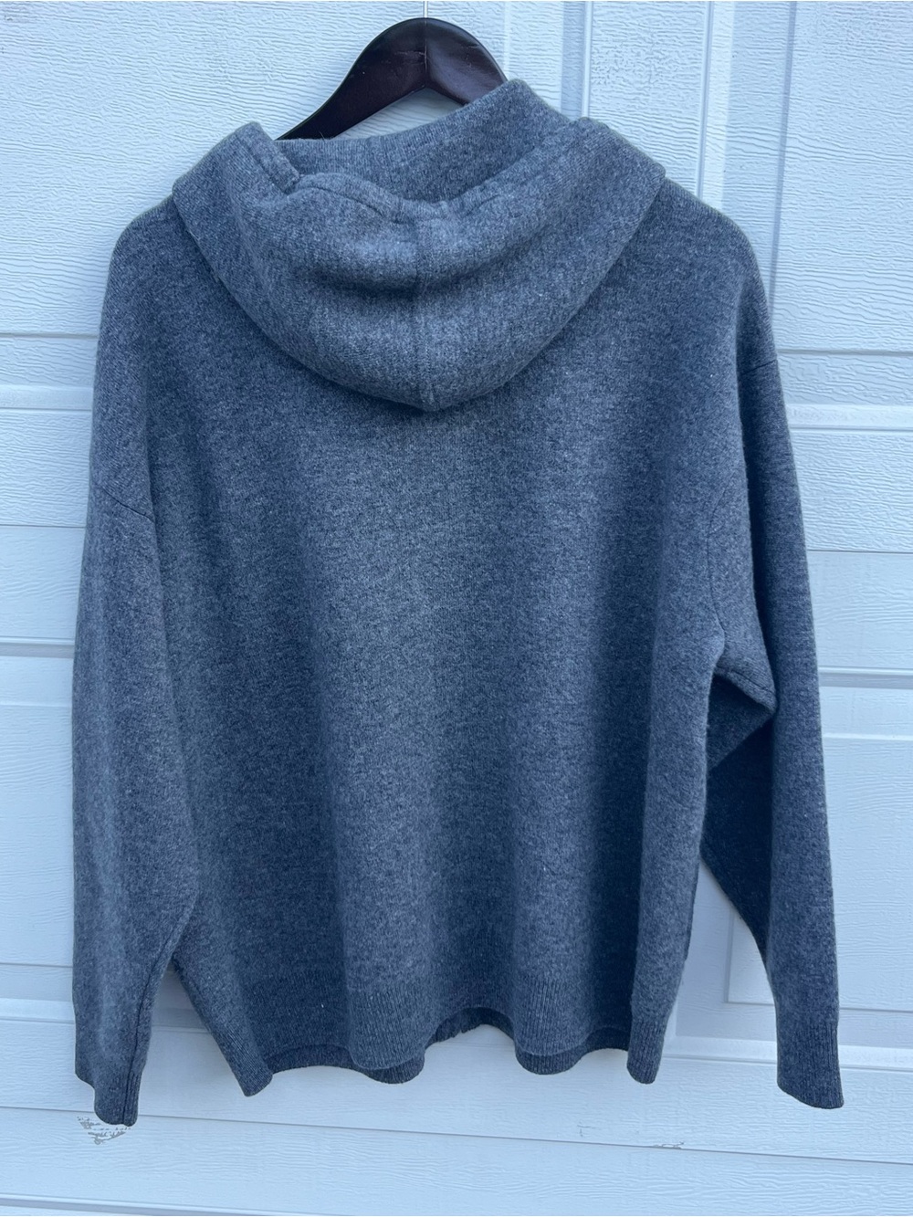 Women's Nordstrom Gray Zip-Up Hooded wool/cashmere Sweater XL - Picture 2 of 4